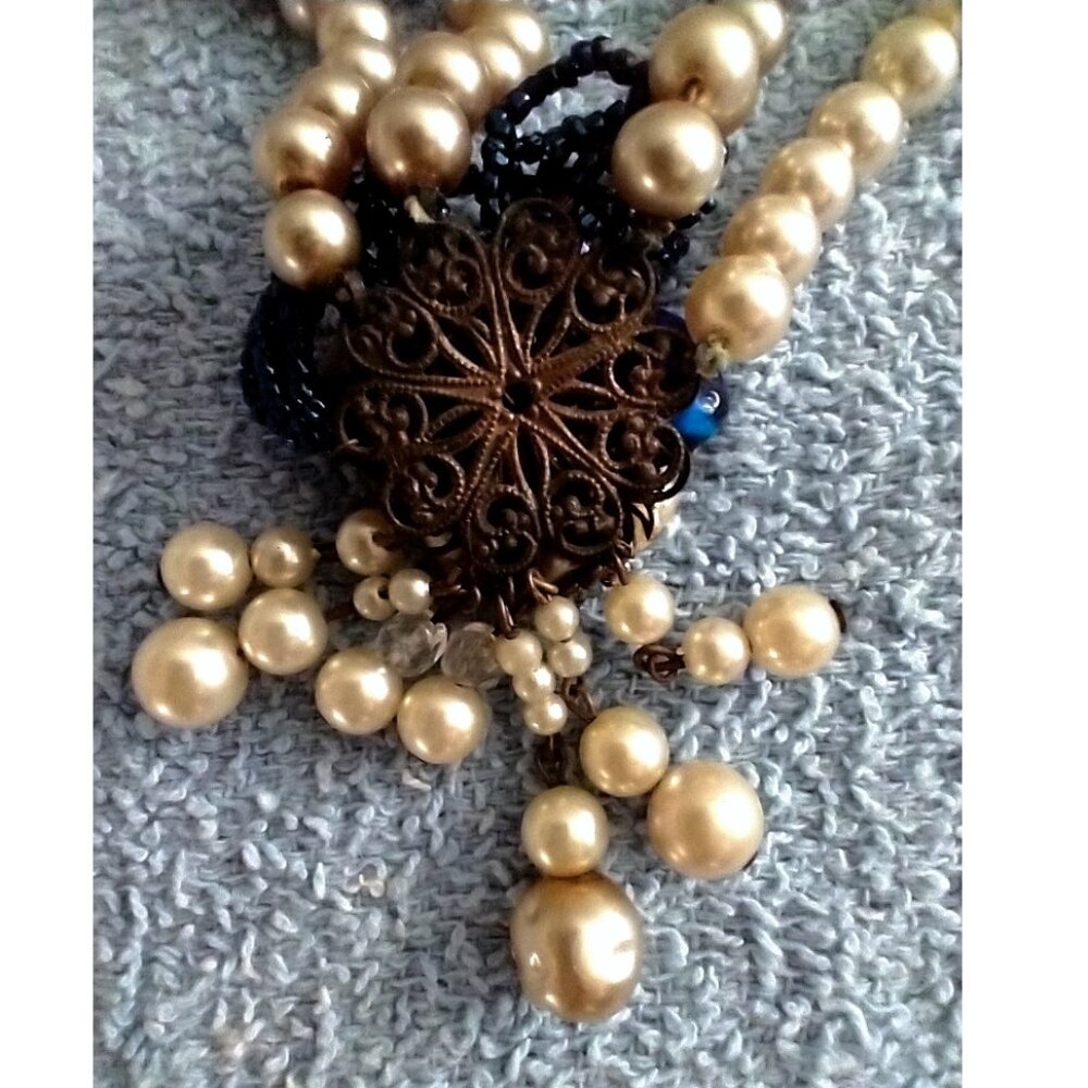 1940s Unsigned Haskell Or Robert Faux Pearl Blue … - image 4